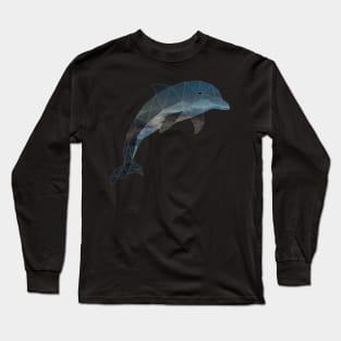 Dolphin Low Poly Double Exposure Art Long Sleeve T-Shirt